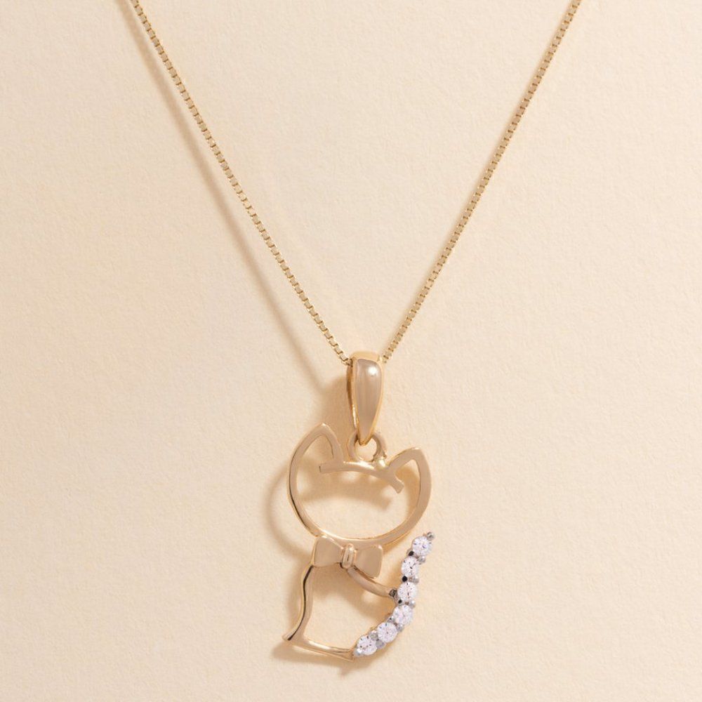 Cat Charm 14k Solid Gold Pendant Perfect Trendy Charm Birthday Gift 155$